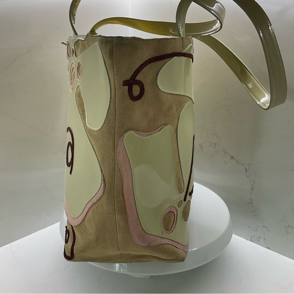 Antonio Melani patent leather/suede shoulder bag purse - Picture 3 of 12